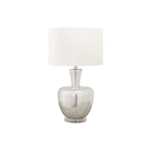 Monarch Specialties 26-in Silver Glass Contemporary Table Lamp with Ivory / Cream Shade