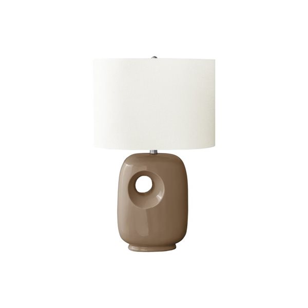Monarch Specialties 26-in Brown Ceramic Contemporary Table Lamp with Ivory / Cream Shade