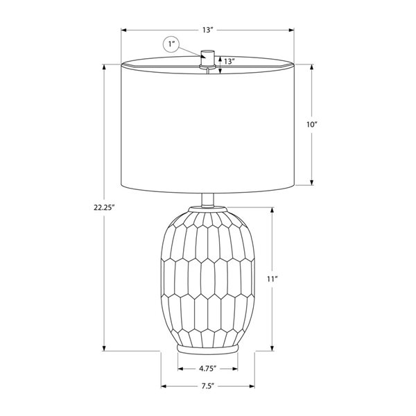 Monarch Specialties 22-in Green Ceramic Contemporary Table Lamp with Ivory / Cream Shade