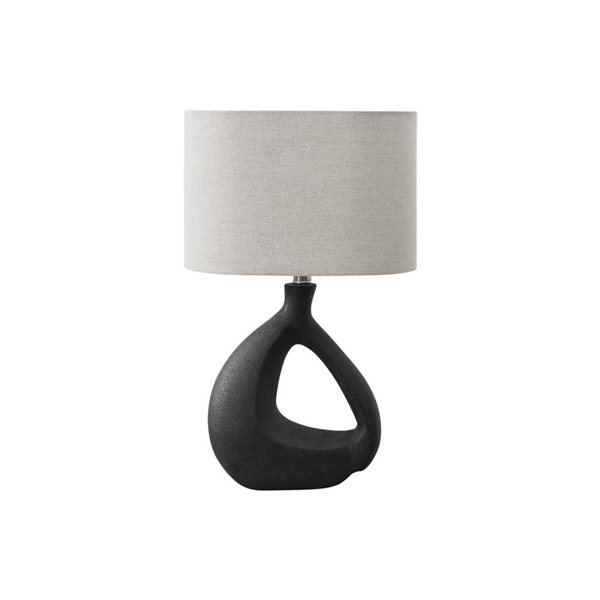 Monarch Specialties 23-in Black Resin Contemporary Table Lamp with Grey Shade