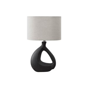 Monarch Specialties 23-in Black Resin Contemporary Table Lamp with Grey Shade