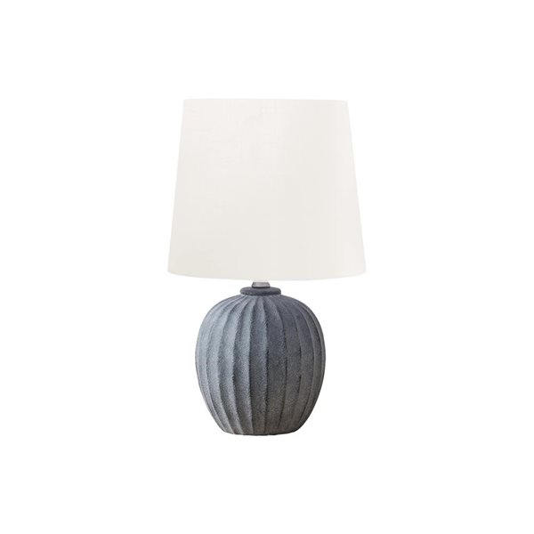 Monarch Specialties 19-in Grey Resin Transitional Table Lamp with Ivory / Cream Shade