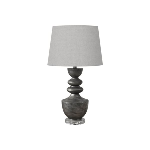 Monarch Specialties 28-in Grey Resin Transitional Table Lamp with Grey Shade