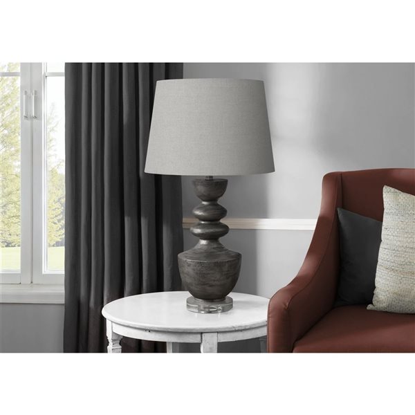 Monarch Specialties 28-in Grey Resin Transitional Table Lamp with Grey Shade