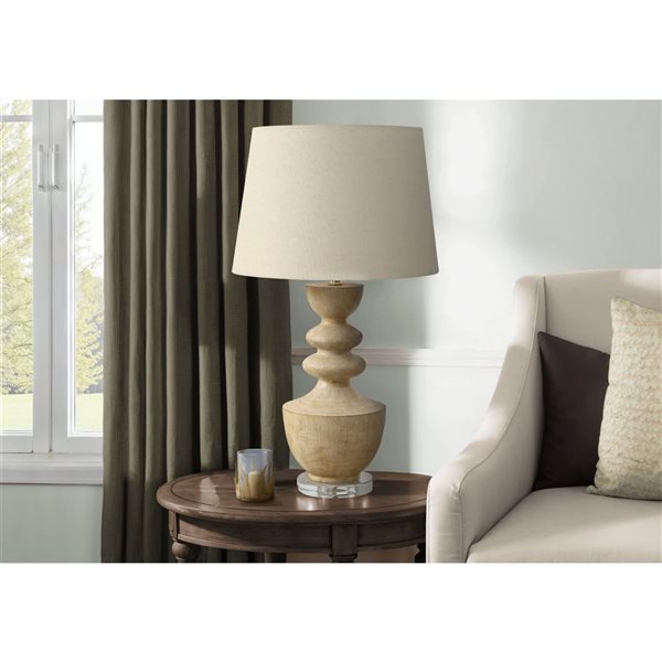Monarch Specialties 28-in Beige Resin Transitional Table Lamp with Beige Shade