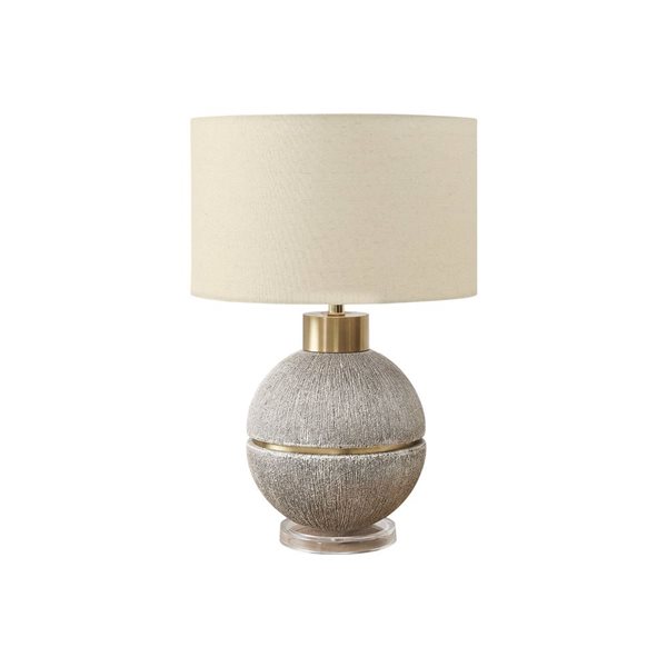 Monarch Specialties 26-in Brown / Gold Resin Contemporary Table Lamp with Beige Shade