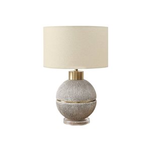 Monarch Specialties 26-in Brown / Gold Resin Contemporary Table Lamp with Beige Shade