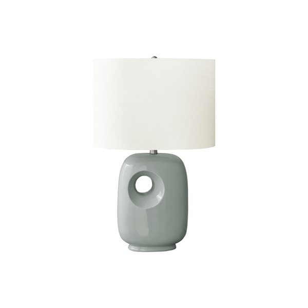 Monarch Specialties 26-in Green Ceramic Contemporary Table Lamp with Ivory / Cream Shade