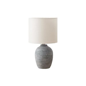 Monarch Specialties 17-in Grey Ceramic Contemporary Table Lamp with Ivory / Cream Shade