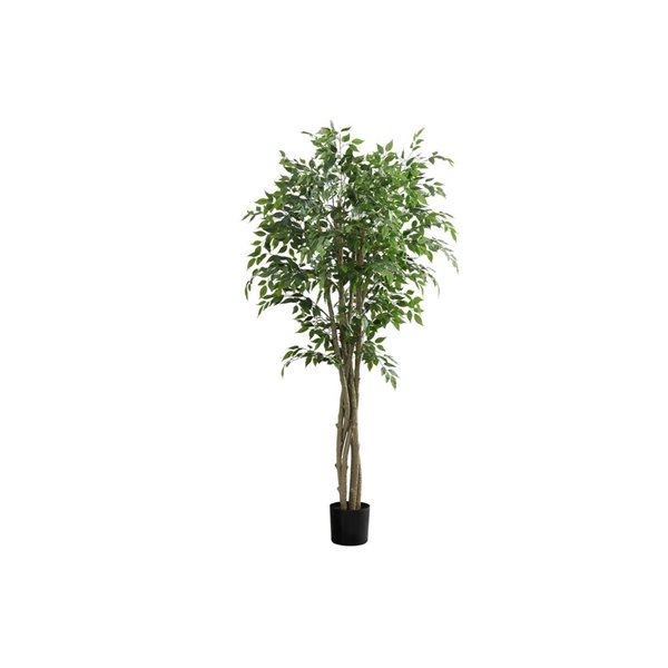 Monarch Specialties 79-in Tall Indoor Decorative Artificial Ficus Tree in Black Pot