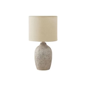Monarch Specialties 18-in Beige Ceramic Contemporary Table Lamp with Beige Shade