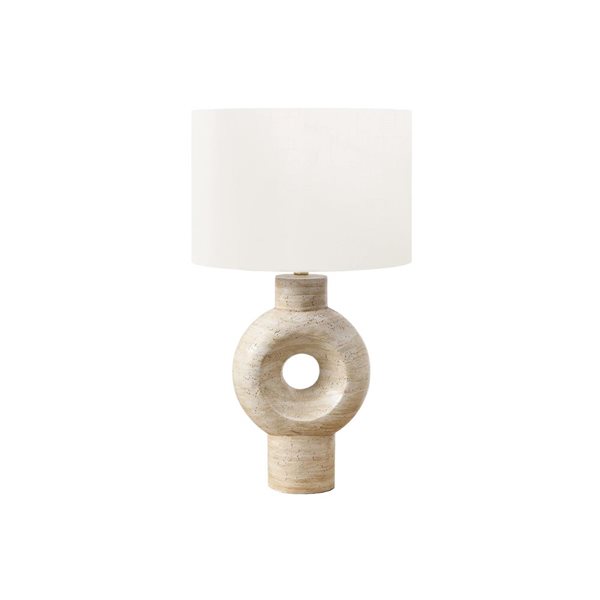 Monarch Specialties 28-in Beige Resin Contemporary Table Lamp with Ivory / Cream Shade