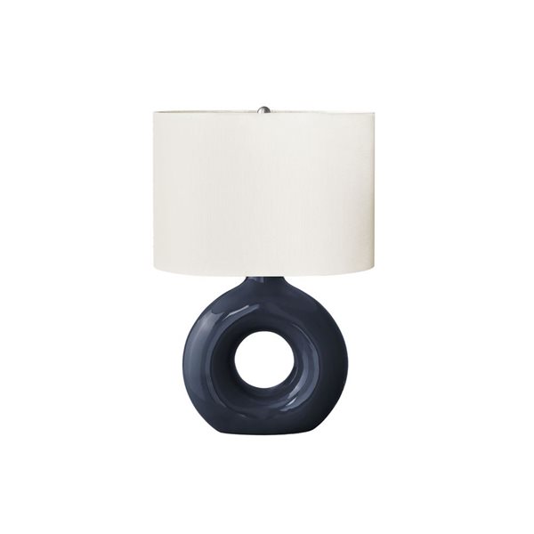 Monarch Specialties 24-in Blue Ceramic Contemporary Table Lamp with Ivory / Cream Shade