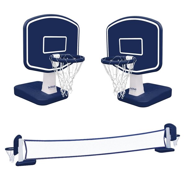 Backyard Lifestyles Poolside Volleyball and Basketball Combo Set - Dark Blue