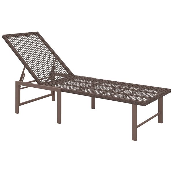 Outsunny Brown Wicker Outdoor Lounge Chair with Adjustable Back