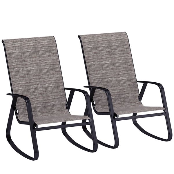 Outsunny Set of 2 Light Brown Outdoor Rocking Chairs 84G-625V01LN | RONA
