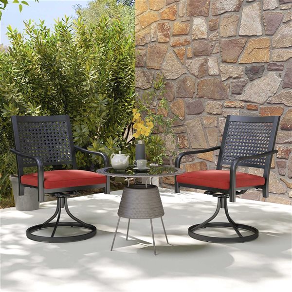 Outsunny Red Patio Swivel Chairs with Cushion