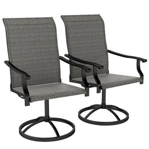 Ensemble de 2 chaises pivotantes de patio Outsunny en maille avec dossier haut