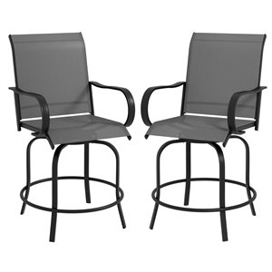 Outsunny Grey Outdoor Bar Stools with Armrests