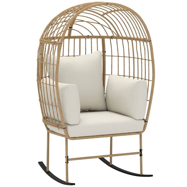 Outsunny Outdoor Oversized Rocking Wicker Egg Chair with Cushion