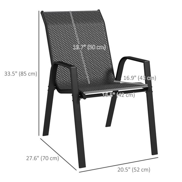 Outsunny 4-Piece Stackable Grey Rattan Outdoor Dining Chairs Set