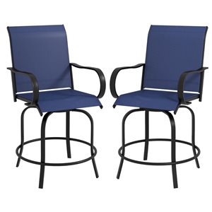 Outsunny Navy Blue Outdoor Bar Stools with Armrests