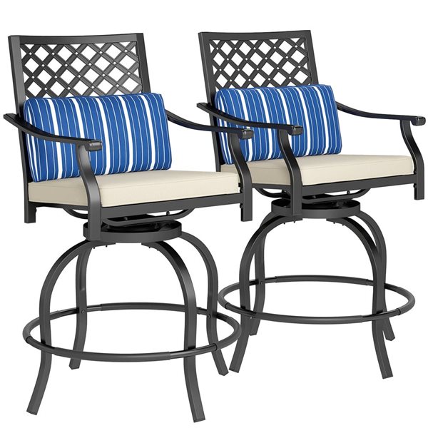 Outsunny Set of 2 Outdoor Swivel Bar Stools