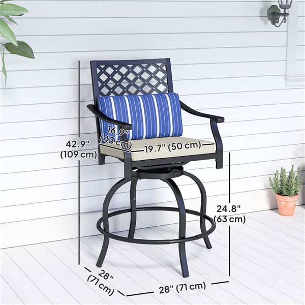 Outsunny Set of 2 Outdoor Swivel Bar Stools