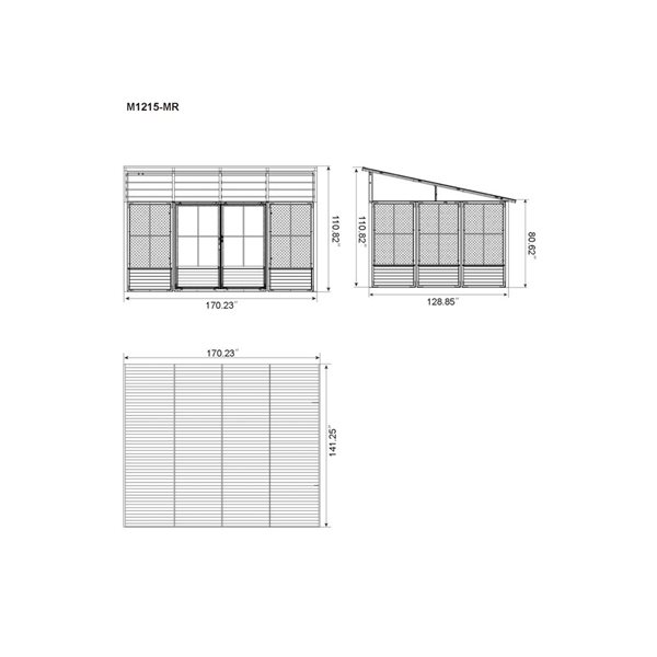 Gazebo Penguin Narvik 12 x 15-ft Grey Aluminum Solarium w/ Metal Roof and Double Sliding Doors