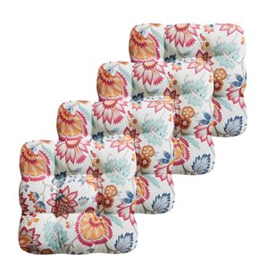 Marina Decoration Premium Outdoor/Indoor Seat Cushions w/ Printed Design - Summer Red Floral - 4/Pk