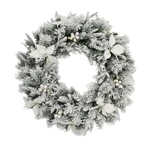 Couronne de Noël illuminée Watson de 32 po de Hudson Home avec lumières DEL jaune
