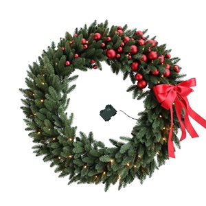 Couronne de Noël illuminée Greyson de 32 po de Hudson Home avec lumières DEL blanc