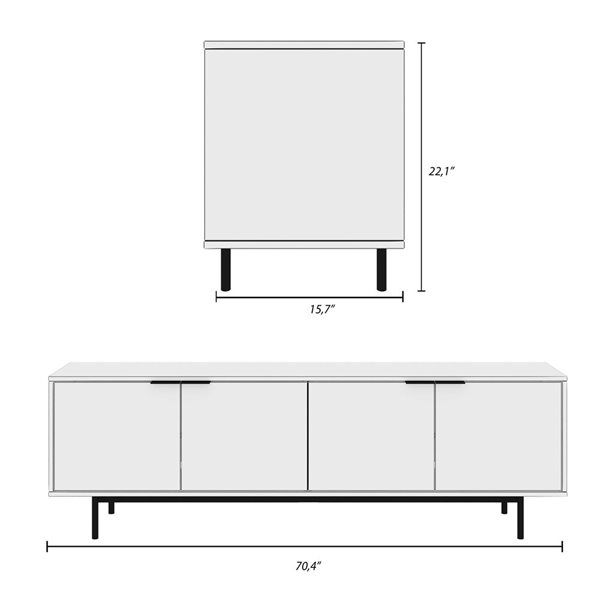 Nexera Hamilton 70-in TV Stand w/ 4 Storage Compartments - Light Walnut