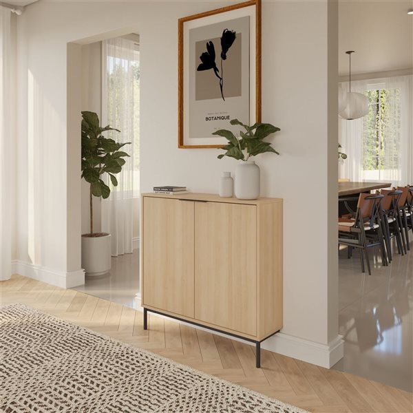 Nexera Slim 2-Door Storage Console - Light Brown