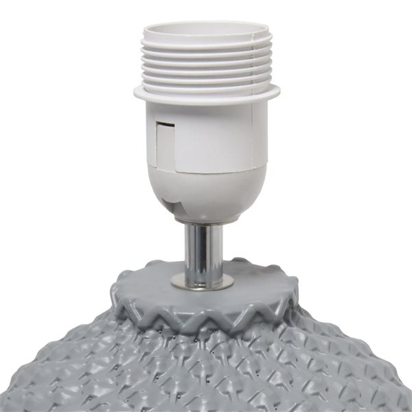 Simple Designs 20-in Grey Ceramic Knitted Texture Bedside Table/Desk Lamp w/ White Fabric Shade