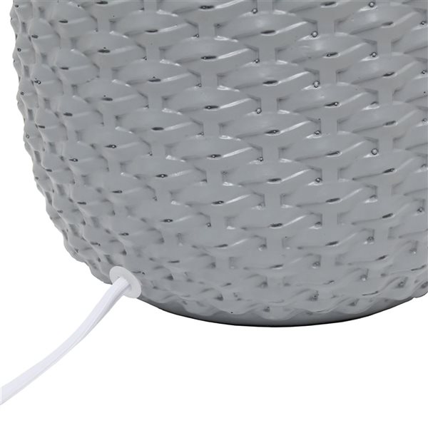 Simple Designs 20-in Grey Ceramic Knitted Texture Bedside Table/Desk Lamp w/ White Fabric Shade