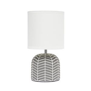 Simple Designs 10.4-in Grey Webbed Ceramic Bedside Table/Desk Lamp w/ White Fabric Shade