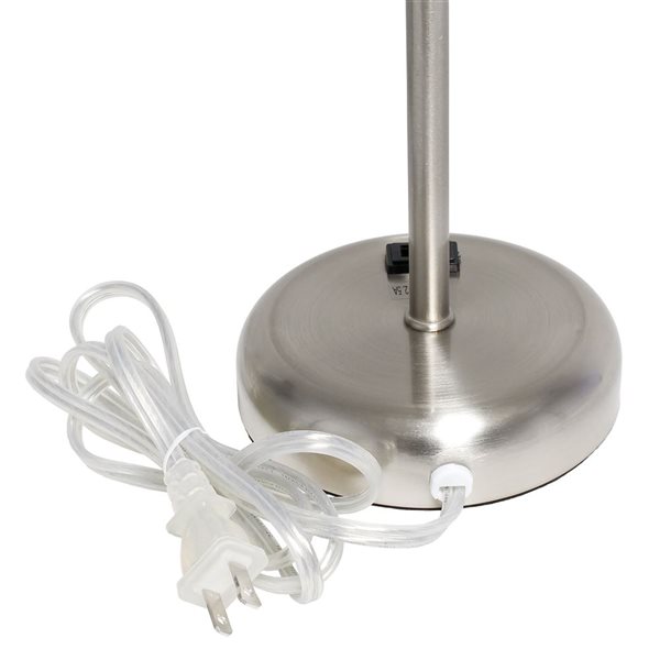 Ensemble de lampes de table/bureau 19,5 po Simple Designs en métal avec prise de recharge et abat-jour noir, nickel brossé,…