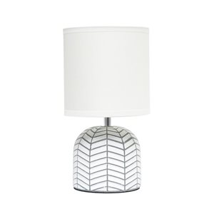 Simple Designs 10.4-in White Ceramic Webbed Bedside Table/Desk Lamp w/ White Fabric Shade