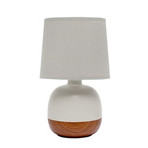 Simple Designs Dark Wood/Light Grey Mid-Century Ceramic Table Lamp w/ Grey Shade