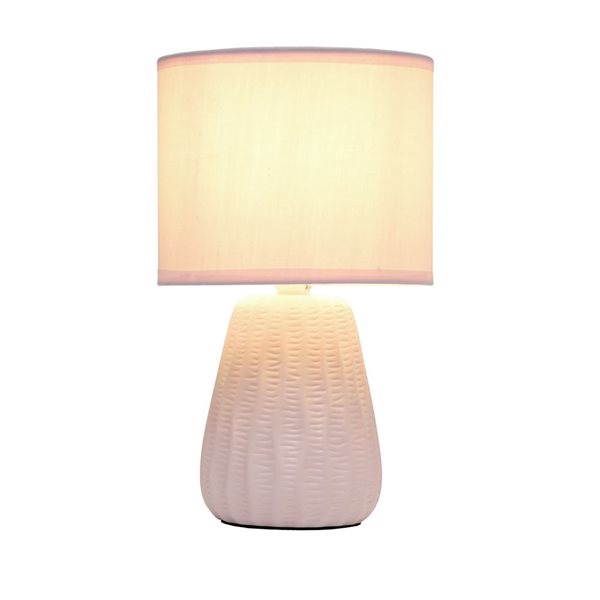 Simple Designs 11-in Pink Ceramic Textured Pastel Accent Bedside Table/Desk Lamp w/ Pink Shade