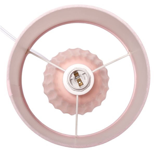 Simple Designs 11-in Pink Ceramic Textured Pastel Accent Bedside Table/Desk Lamp w/ Pink Shade