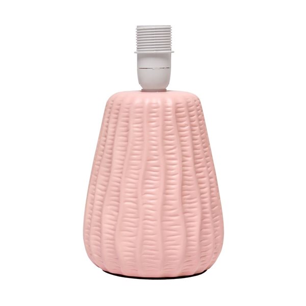 Simple Designs 11-in Pink Ceramic Textured Pastel Accent Bedside Table/Desk Lamp w/ Pink Shade