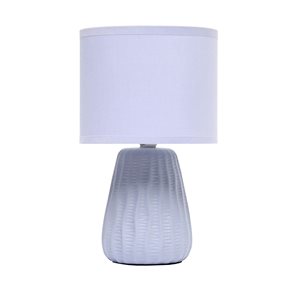 Simple Designs 11-in Purple Ceramic Textured Pastel Bedside Table w/ Blue Shade