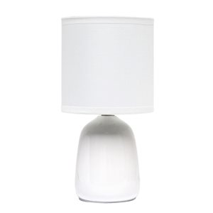 Simple Designs 10-in Off-White Ceramic Thimble Base Bedside Table/Desk Lamp w/ Off-White Shade