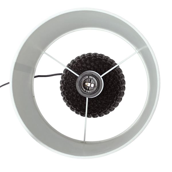 Simple Designs 20-in Black Ceramic Knitted Texture Bedside Table/Desk Lamp w/ White Shade