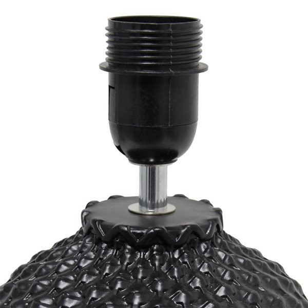 Simple Designs 20-in Black Ceramic Knitted Texture Bedside Table/Desk Lamp w/ White Shade