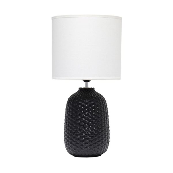 Simple Designs 20-in Black Ceramic Knitted Texture Bedside Table/Desk Lamp w/ White Shade