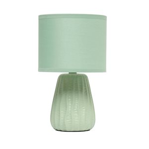 Simple Designs 11-in Green Ceramic Texture Pastel Bedside Table w/ Green Shade