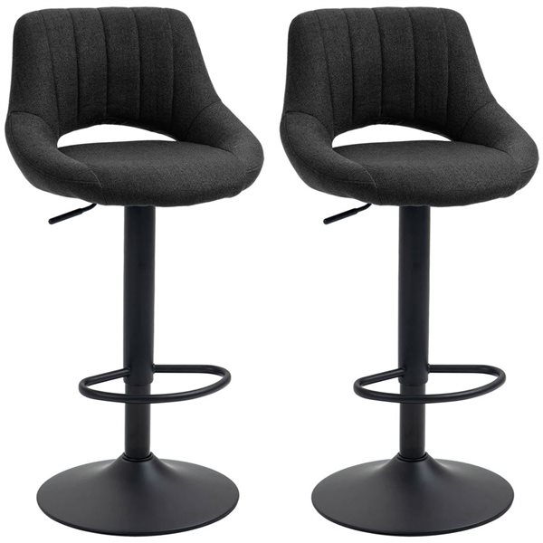 HOMCOM Set of 2 Black Swivel Adjustable Counter Height Bar Stools